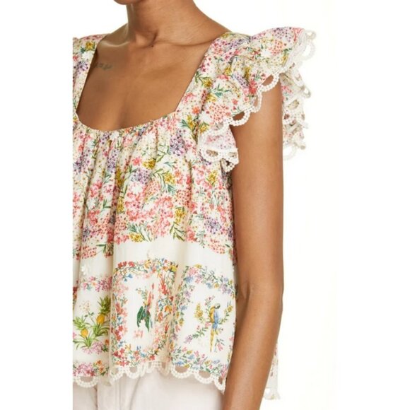 💕FARM RIO💕 Delicate Forest Scarves Blouse ~ Micro Floral Print Small NWT - Picture 10 of 16